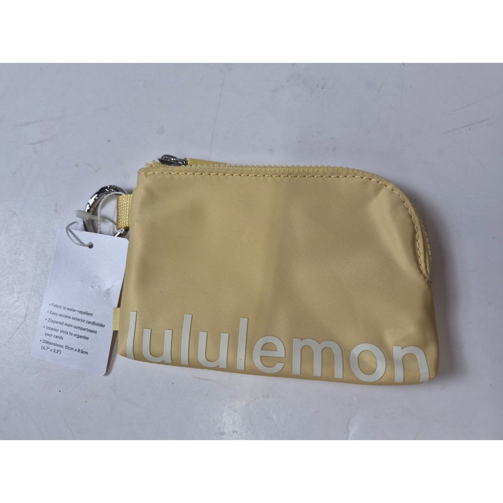Lululemon Clippable Card Pouch Yellow Water Repellent Keychain Wallet NWT